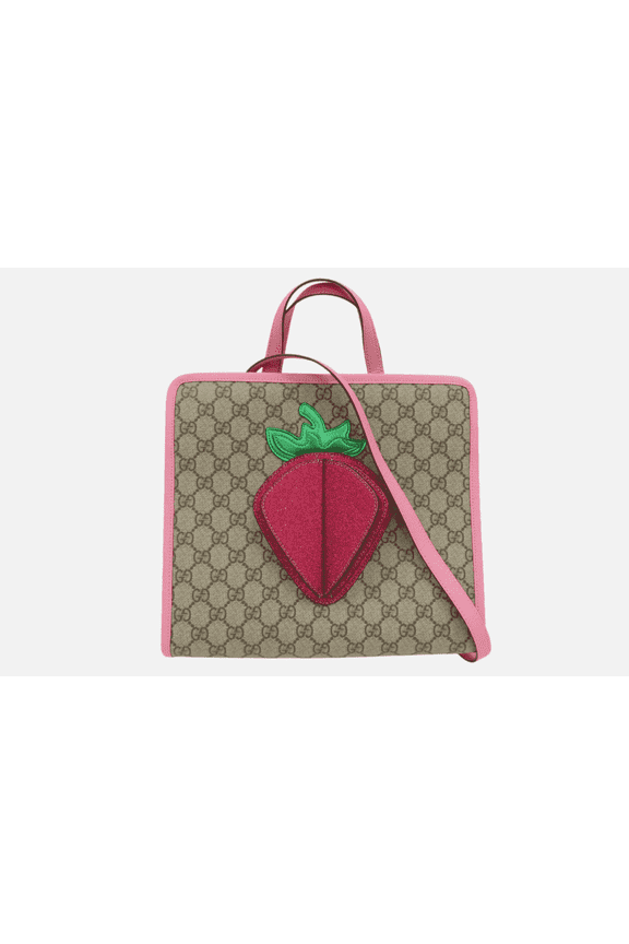 3D Strawberry Tote Bag Beige Multi