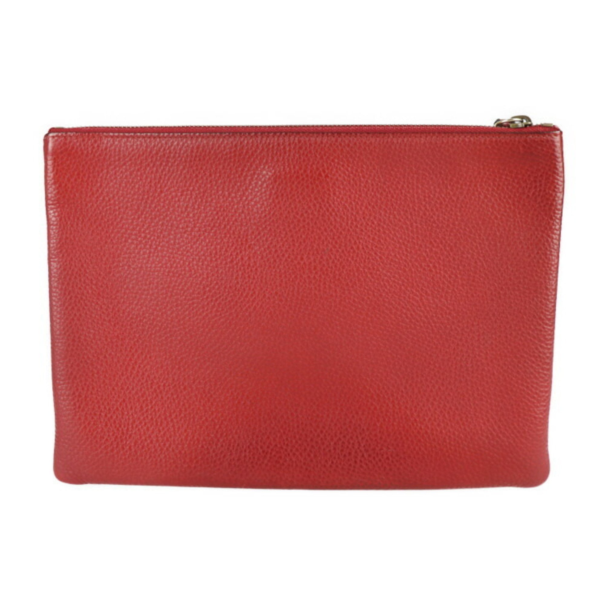 Gucci Animalier Red Leather Clutch Bag (PreOwned)