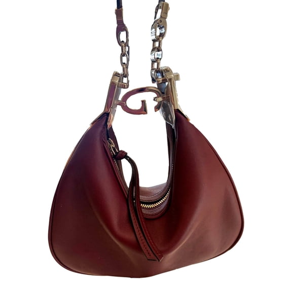 Gucci Attach Small Shoulder Bag Burgundy Leather New