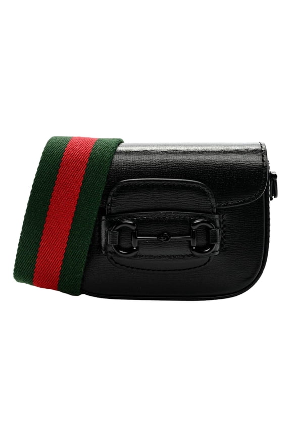 Azalea Calfskin Web Monochrome Horsebit 1955 Mini Handbag Black