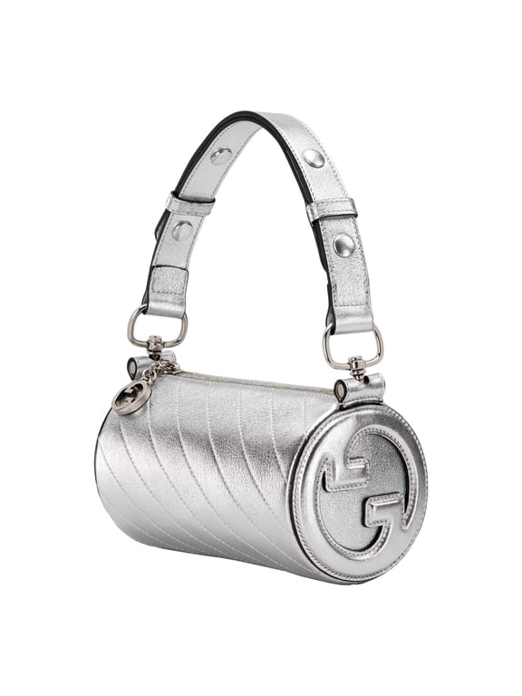Blondie Mini Shoulder Bag in Metallic Silver Leather