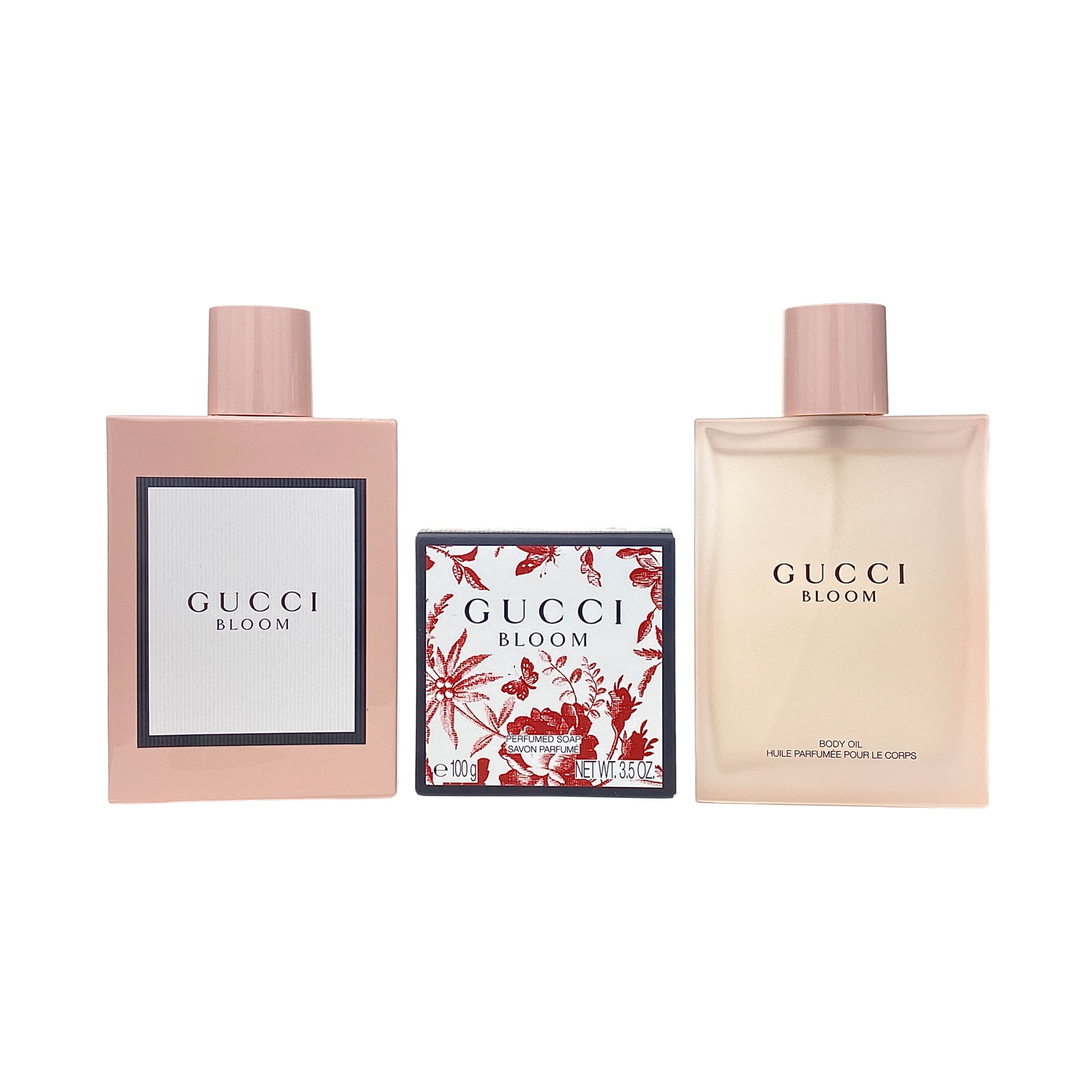 vestir Advertencia base Gucci Bloom Gucci Gucci Bloom 3 Pc. Gift Set For Women | Soap 3.5 Oz + Edp  3.3 Oz + Bath & Body Oil 3.3 Oz for Women by Gucci - Walmart.com