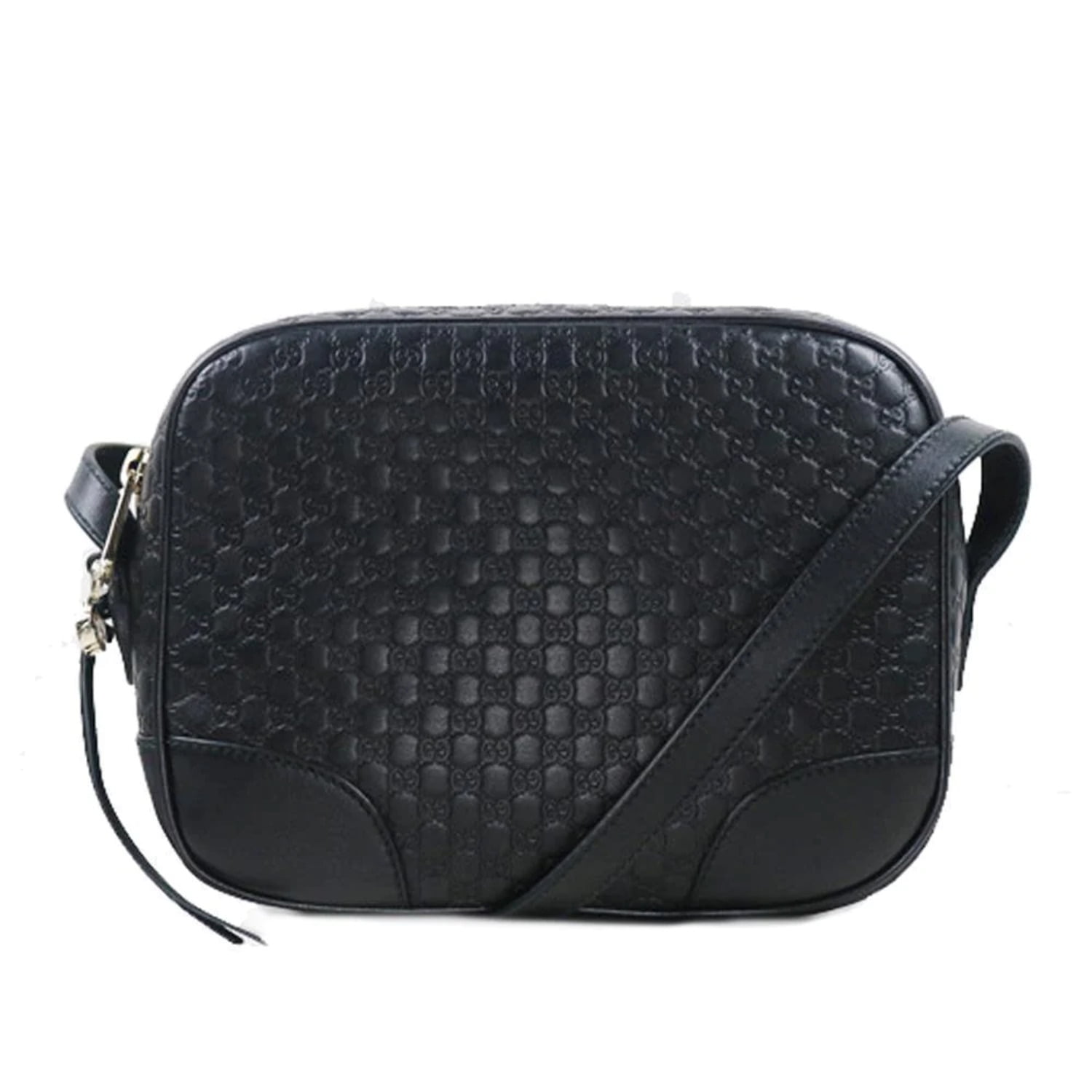 Gucci Bree Black Leather Microguccisima GG Cross Body Bag 449413