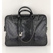 Gucci Briefcase GG Imprime Coated Canvas Black Monogram Business Bag Preowned