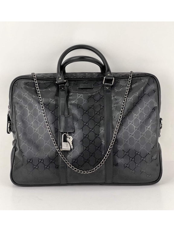 Briefcase GG Imprime Coated Canvas Black Monogram Business Bag Preowned