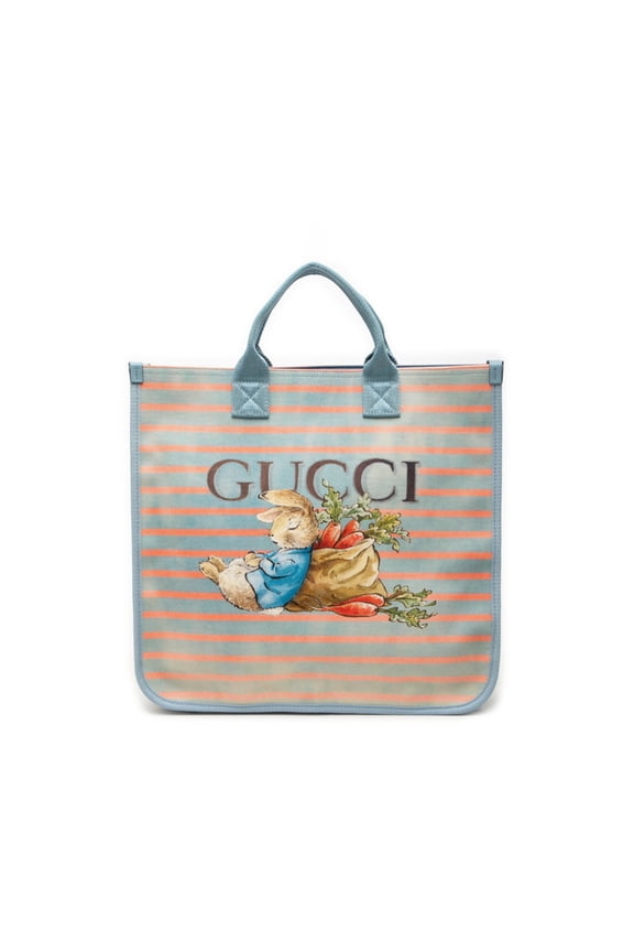 Pre-Owned Gucci Children's Peter Rabbit Tote Bag Handbag 605831 Blue Pink Canvas Nylon Women's...