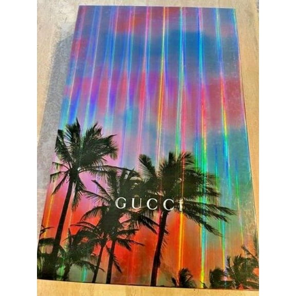 Gucci Collection Box Palm Tree Silver Hard Pink Limited Edition Gift Large New