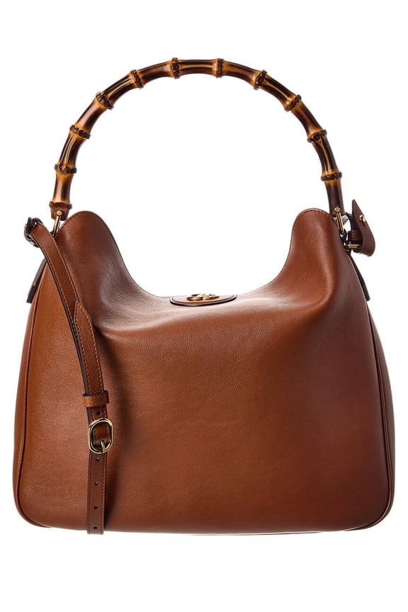 Diana Large Leather Shoulder Bag, Brown