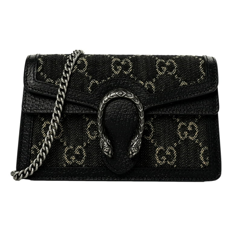 Gucci Dionysus Black GG Denim Crossbody Handbag with Chain Sling Super Mini Shoulder Bag Walmart