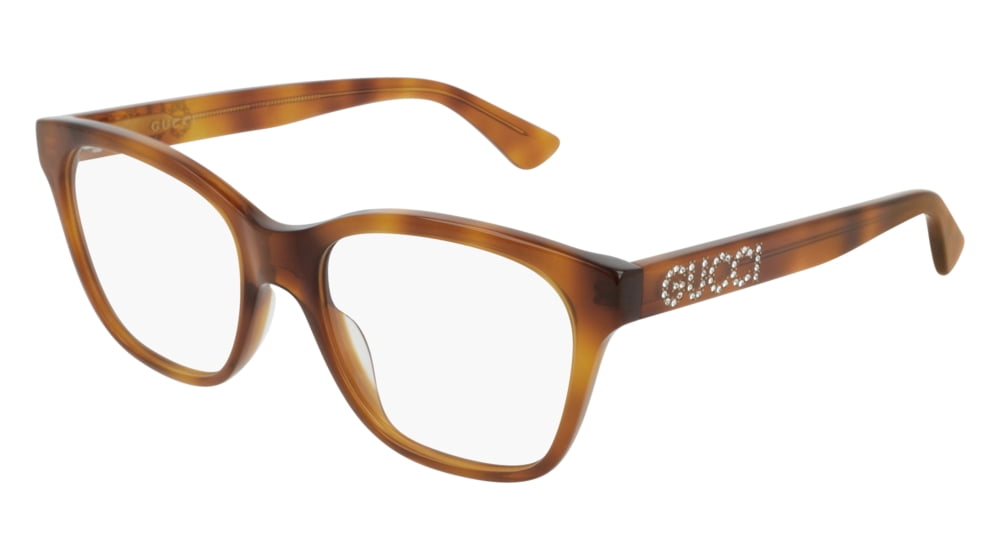 Gucci GG0420O 002 Eyeglasses Havana 52mm Square Frame Gucci Eyeglasses GG0420O GG/0420/O 002 Havana Full Rim  main image 4