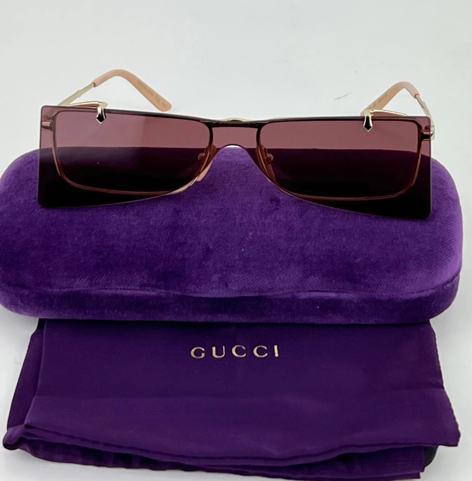 Authentic Gucci 56MM Flip-Up Rectangular Optical Unisex Sunglasses GUCCI 1426 Brown Clear Narrow Rectangular Logo Gg1426S  main image 2