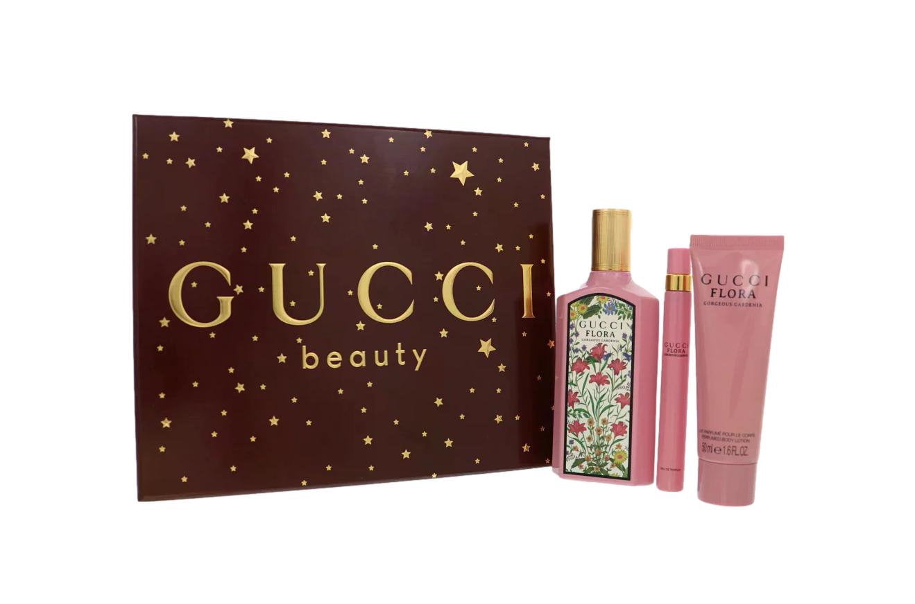 Gucci Flora Gorgeous Gardenia 3.3 EDP Spray+ 1.6 lotion+ travel