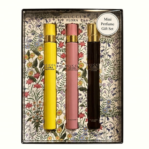 Gucci Flora Gorgeous Perfume for Women Gift Set 3 Piece Mini EDP Travel Spray 0.33 Ounce