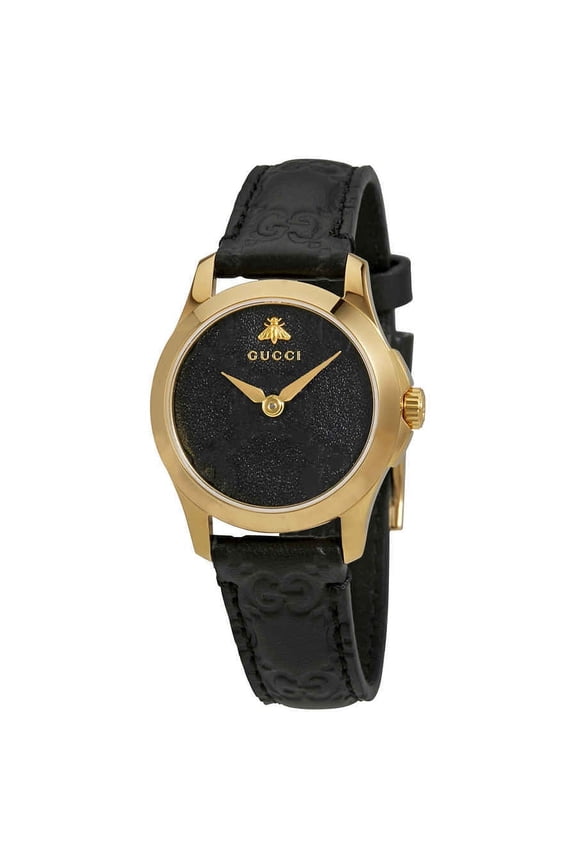 G-Timeless Black Dial Black Leather Ladies Watch YA126581