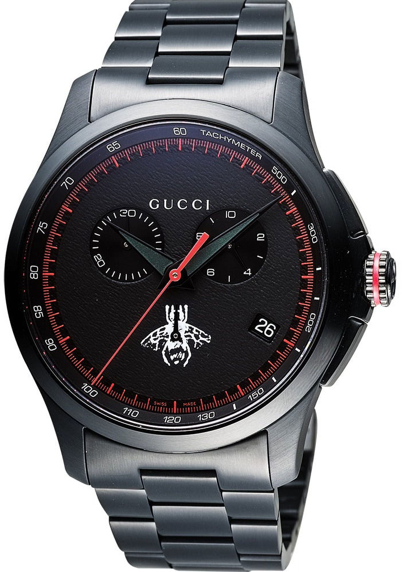 Gucci G-Timeless Black Stainless Steel Chronograph Mens Watch