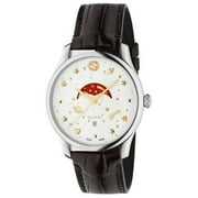 Gucci G-Timeless Quartz White Dial Black Leather Strap Mens Watch YA126325