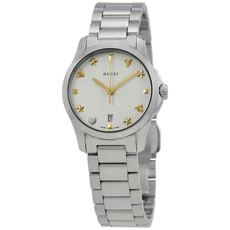 Gucci G-Timeless Silver Dial Stainless Steel Ladies Watch YA126572
