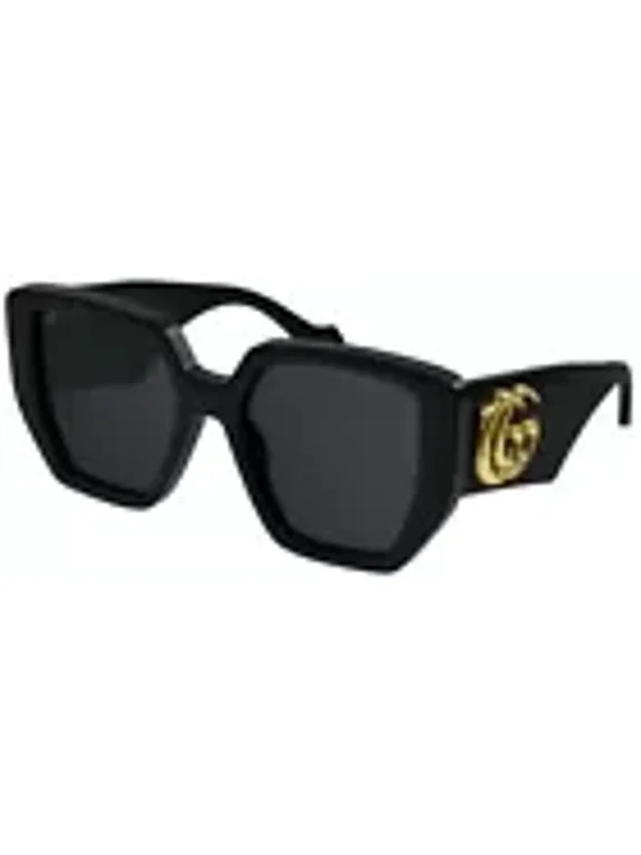 GG 0956S 003 Black Gold Cat Eye Grey Lens Oversized Sunglasses New 54mm