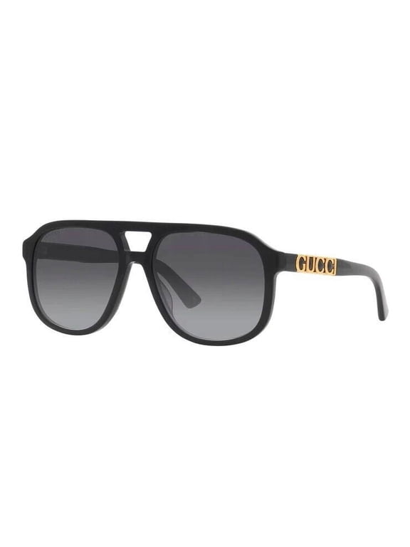 GG 1188S 002 Black Gold Grey Lens Oversized Sunglasses 57mm