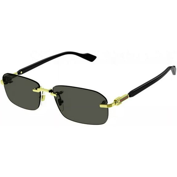 Gucci GG 1221S 001 Square Rimless Sunglasses Gold with Black Grey Lens