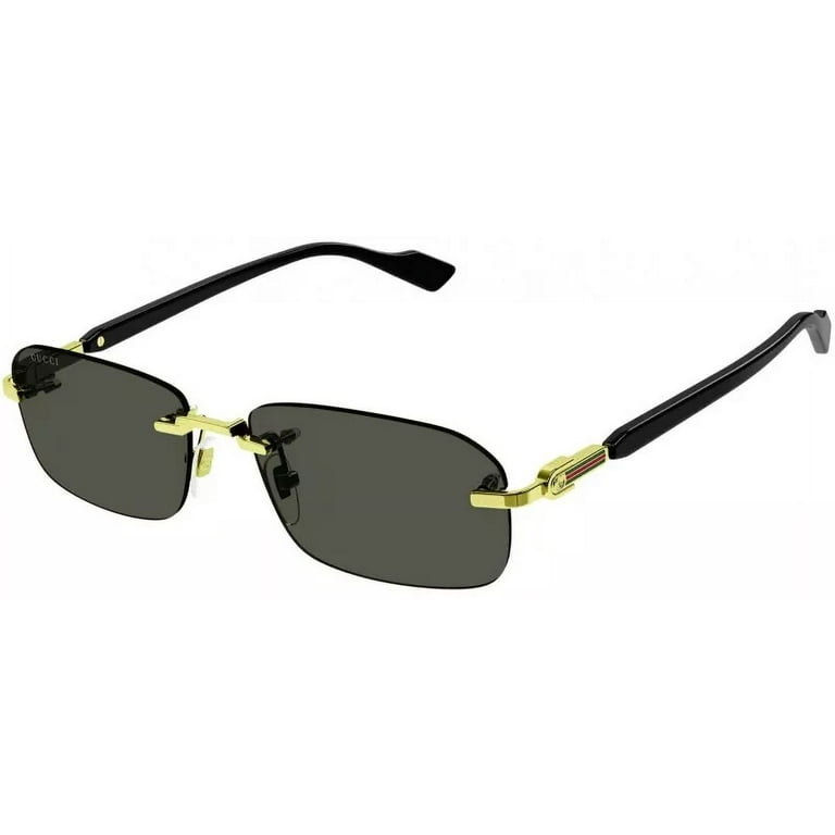 Gucci GG 1221S 001 Square Rimless Sunglasses Gold with Black Grey
