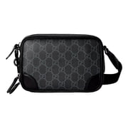 Gucci GG Canvas Leather Dual Compartment Crossbody Bag, Black New