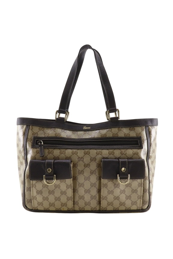 Pre-Owned Gucci GG Crystal Tote Bag, Outlet, 268639, PVC, Brown, A4 size, Magnetic closure,...