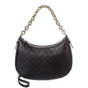Gucci GG Emblem Large Leather Hobo Bag, Black