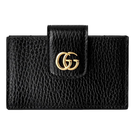 Gucci GG Marmont Leather Card Case Wallet with Gold Double G Snap Closure New