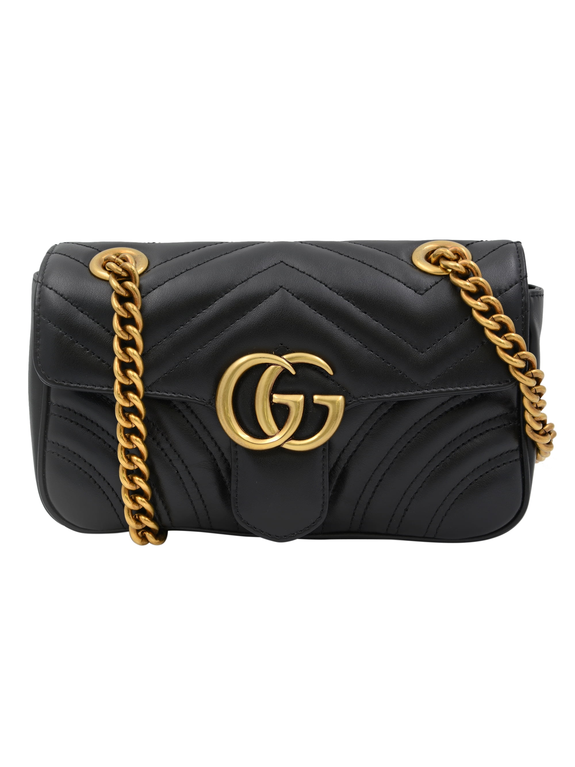 Gucci GG Marmont Matelasse Black Leather Mini Shoulder Bag 446744 