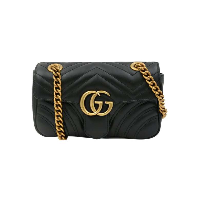 Gucci GG Marmont Matelasse Black Leather Mini Shoulder Bag 446744