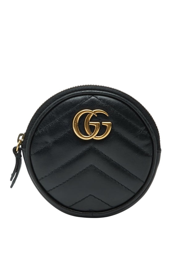 Pre-Owned Gucci GG Marmont Quilted Heart Wallet/Coin Case 575160 Black Leather Women's GUCCI