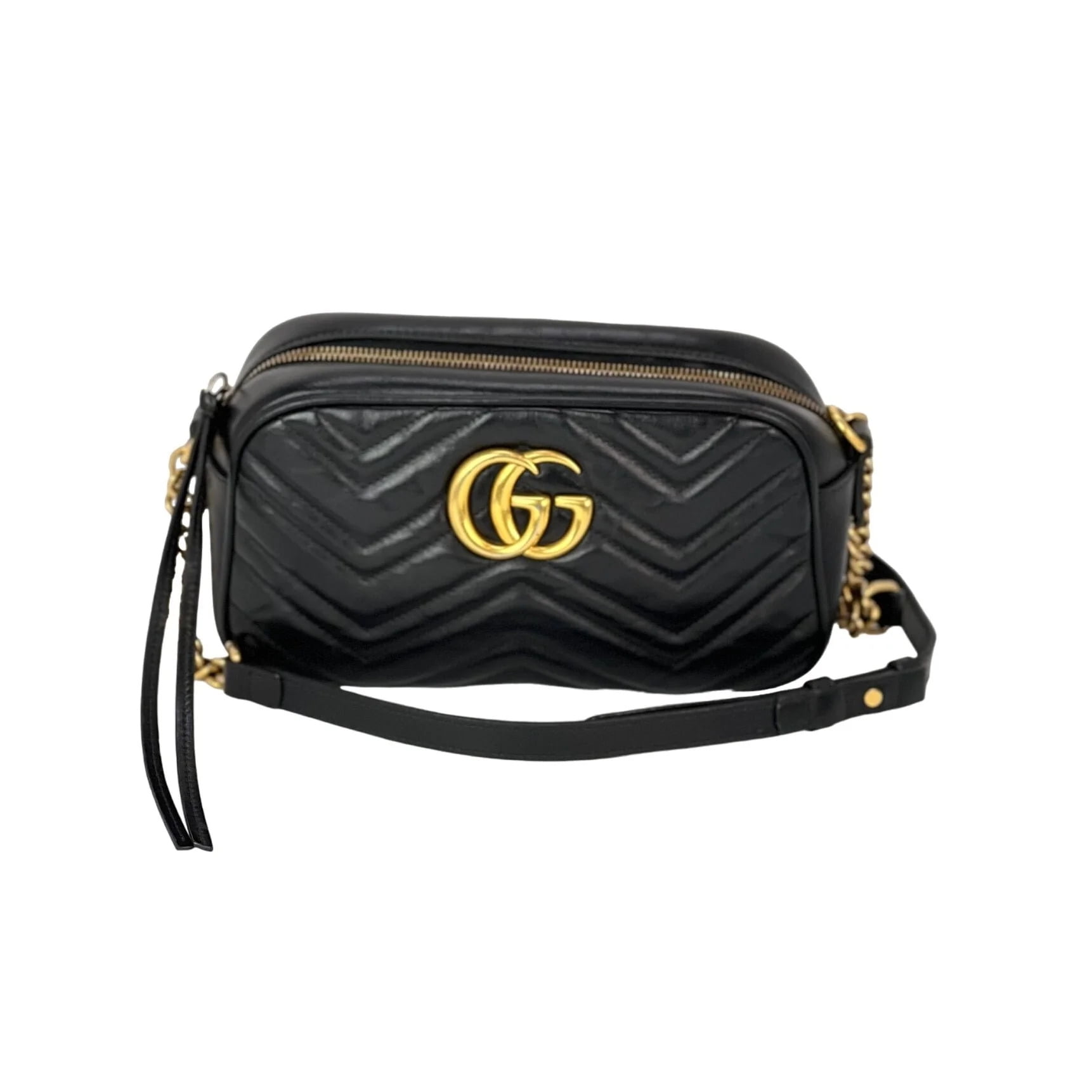 Gucci GG Marmont Small Chain Black Matelasse Leather Crossbody Bag Walmart