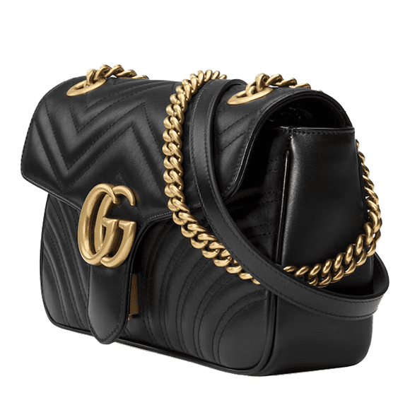 Gucci GG Marmont Small Shoulder Bag Black Matelass Leather Handbag Women New