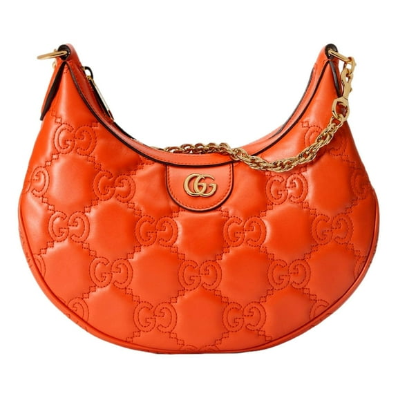 Gucci GG Quilted Matelass Leather Small Shoulder Handbag In Orange