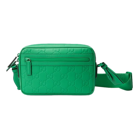 Gucci GG Rubber Effect Crossbody Camera Zipper Bag in Green