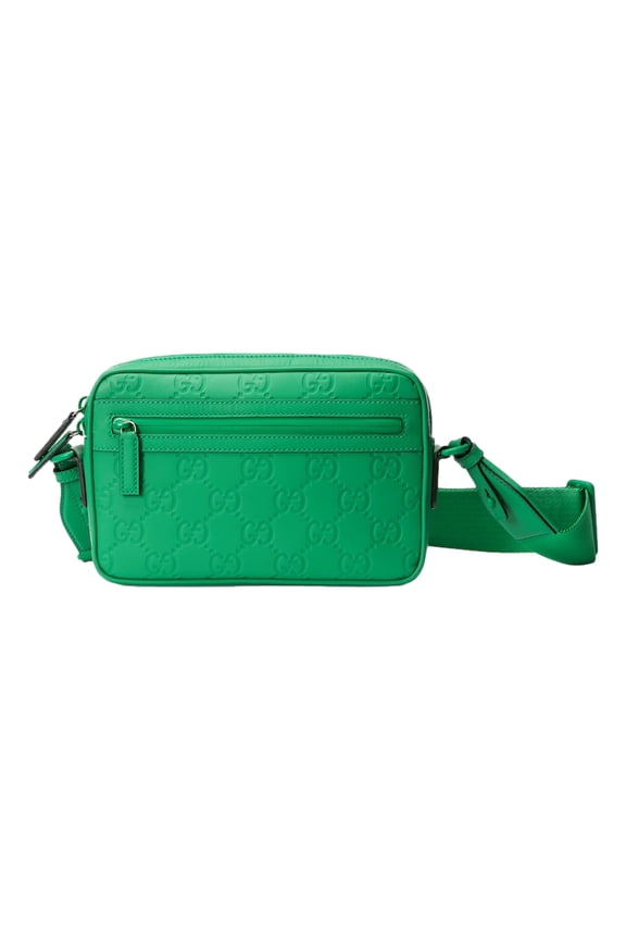 GG Rubber Effect Crossbody Camera Zipper Bag in Green