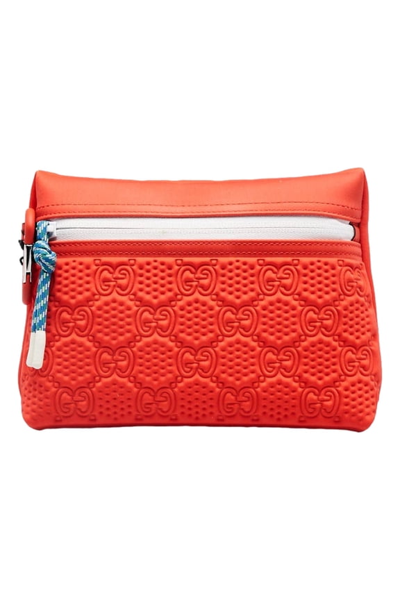 GG Scuba Rubber-Effect Small Clutch Pouch Bag, Neon Orange