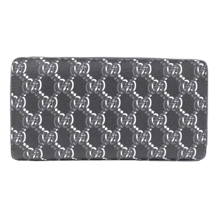 Gucci GG Shadow Continental Zip Around Wallet Black White Leather 8 Card Slots Authentic Made in Italy