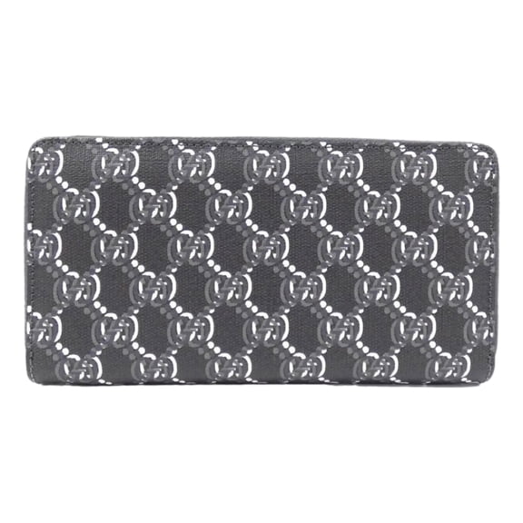 Gucci GG Shadow Continental Zip Around Wallet Black White Leather 8 Card Slots Authentic Made in Italy
