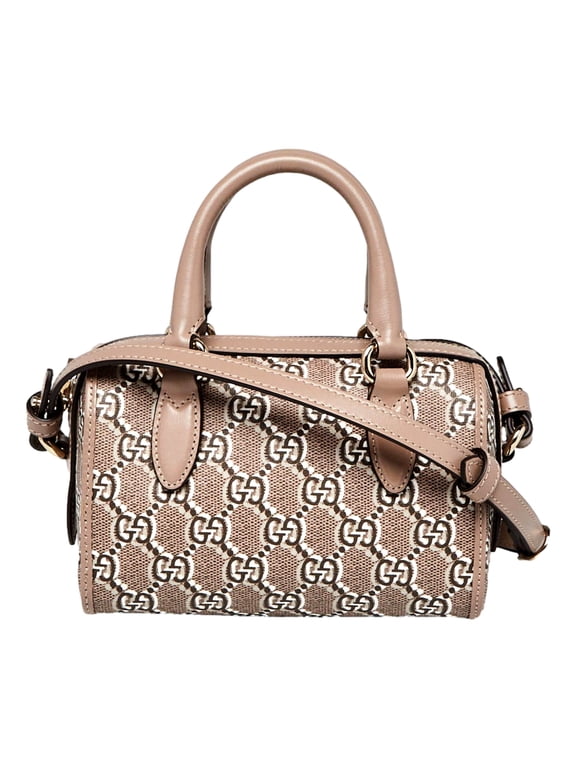 GG Shadow Monogram Canvas Leather Mini Bowler Bag Beige Black