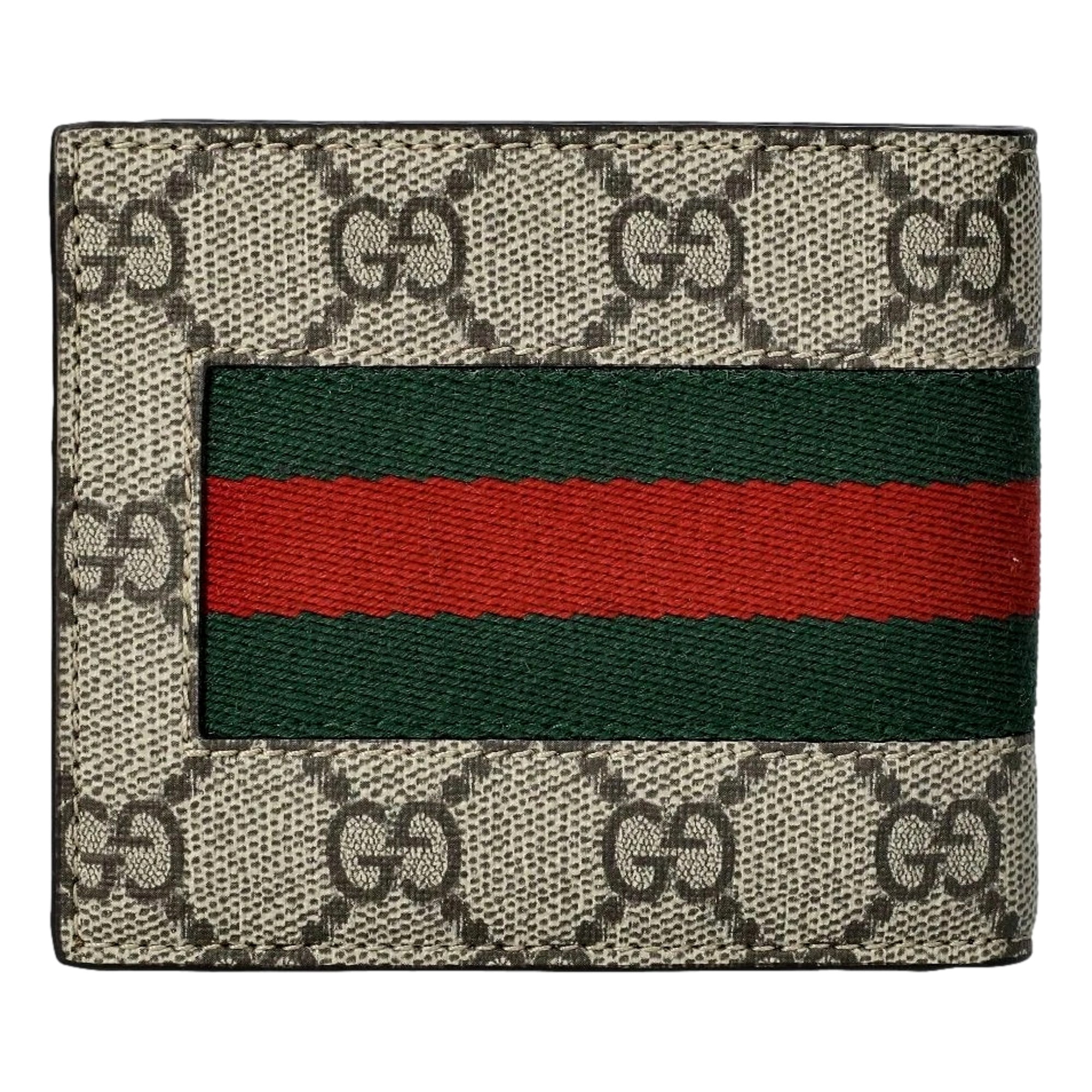 Gucci GG Supreme Canvas Leather Webstripe Bifold Wallet - Walmart.com