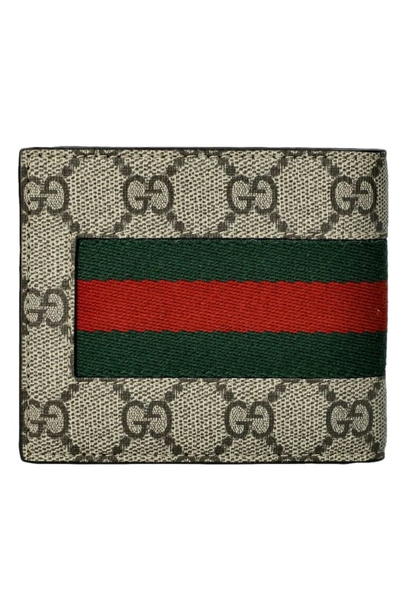 GG Supreme Canvas Leather Webstripe Bifold Wallet