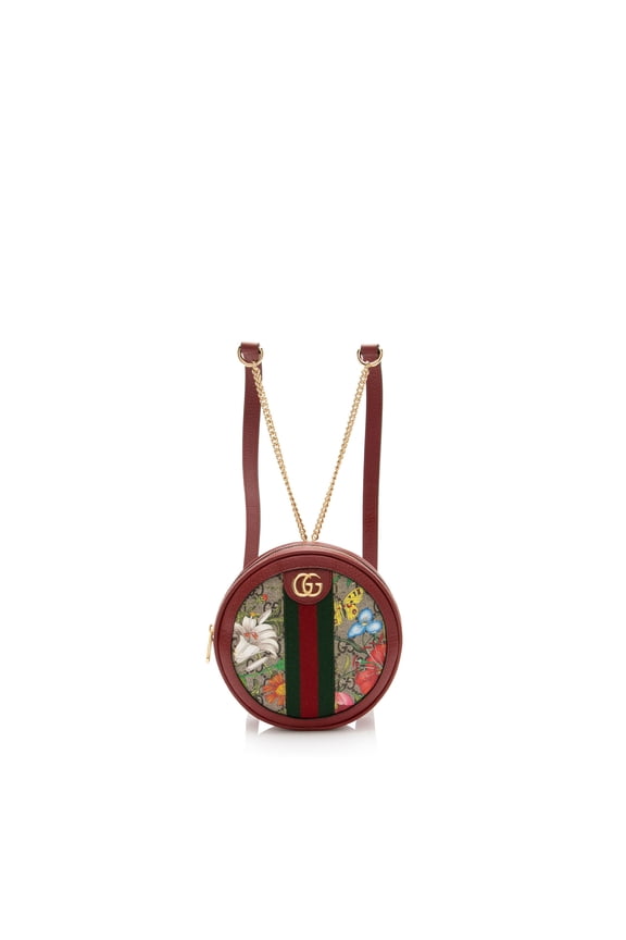 Pre-Owned Gucci GG Supreme Flora Ophidia Round Mini Backpack