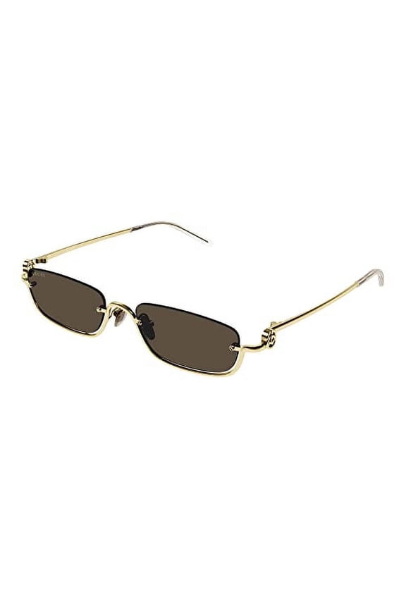 GG Upside Down Super Narrow Sunglasses, Gold-Gold-Brown, One Size