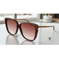 thumbnail image 1 of GUCCI GG0709S 005 Square Acetate Burgundy Shiny Brn Red 63 mm Women's Sunglasses, 1 of 7