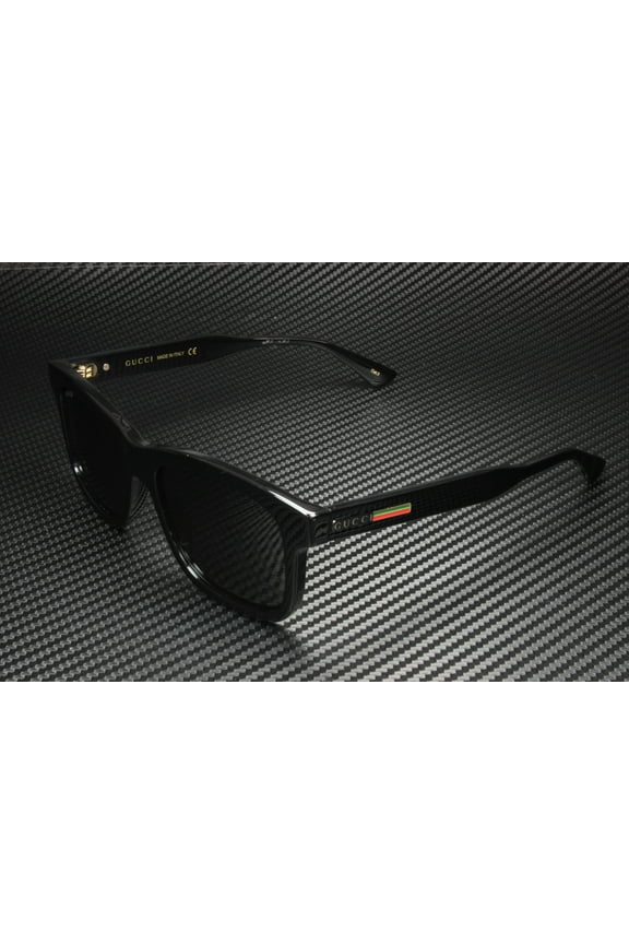 GG0824S 005 Rectangular Squared Black Shiny Grey 55 mm Men's Sunglasses