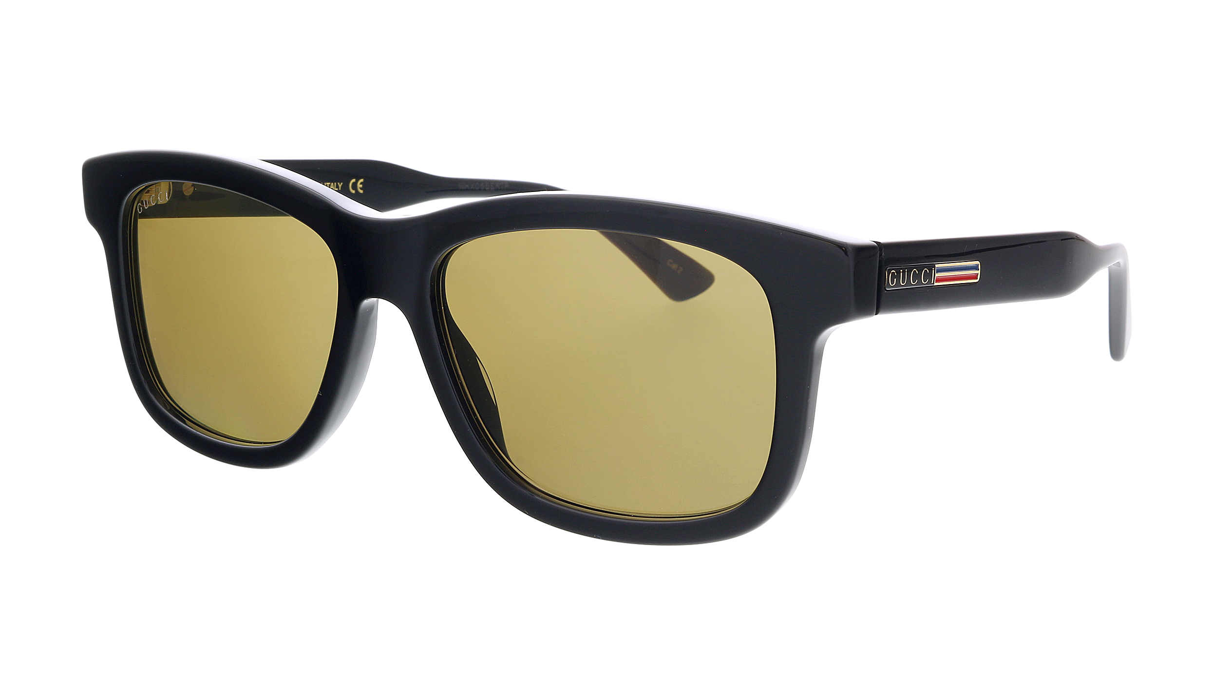 GUCCI GG0824S 006 Rectangular Squared Black Shiny Brown 55 