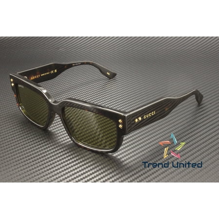 GUCCI GG1218S 002 Rectangular Squared Acetate Havana Green 56mm Men's Sunglasses