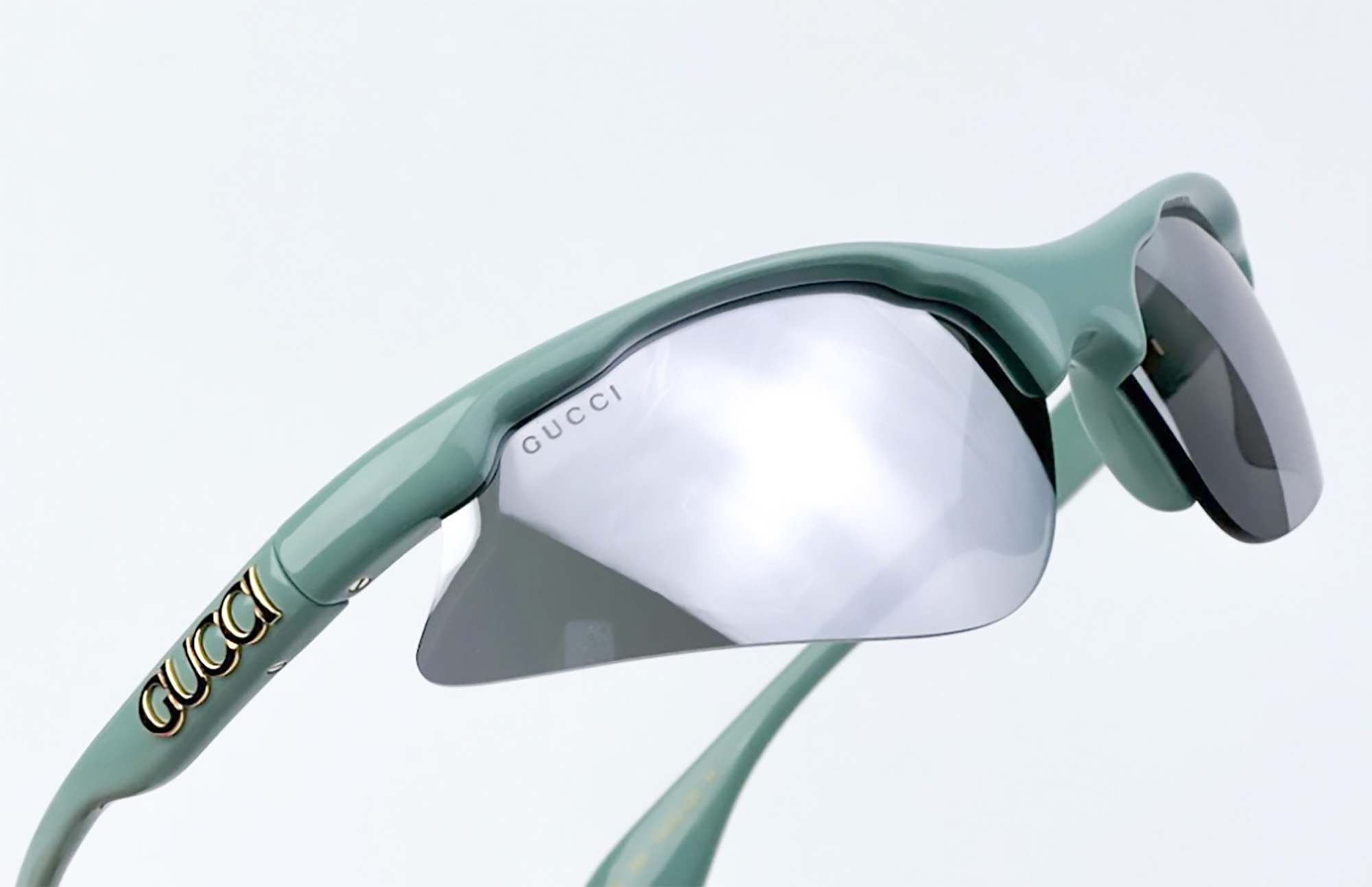 Gucci GG1774S 005 70mm Geometric Sunglasses Women's Shiny Mineral Green